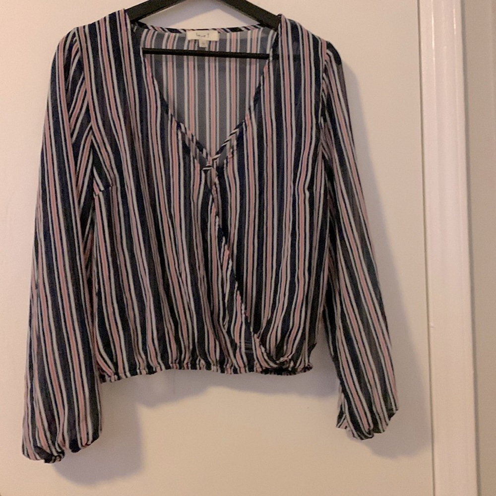 Tee white blue  stripe woman’s blouse